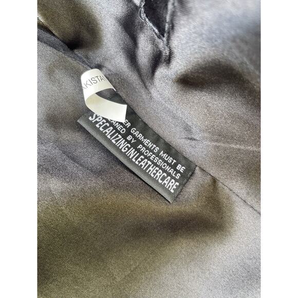 WHET BLU Leather Moto Jacket Womens XS Black Zip Snap Collar Motorcycle - Picture 12 of 15